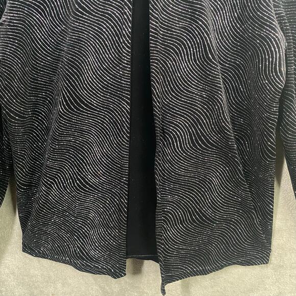 Notations Shirt Jacket XL Black Velvet Open Front‎ Stretch Party Formal Glam - Picture 6 of 15